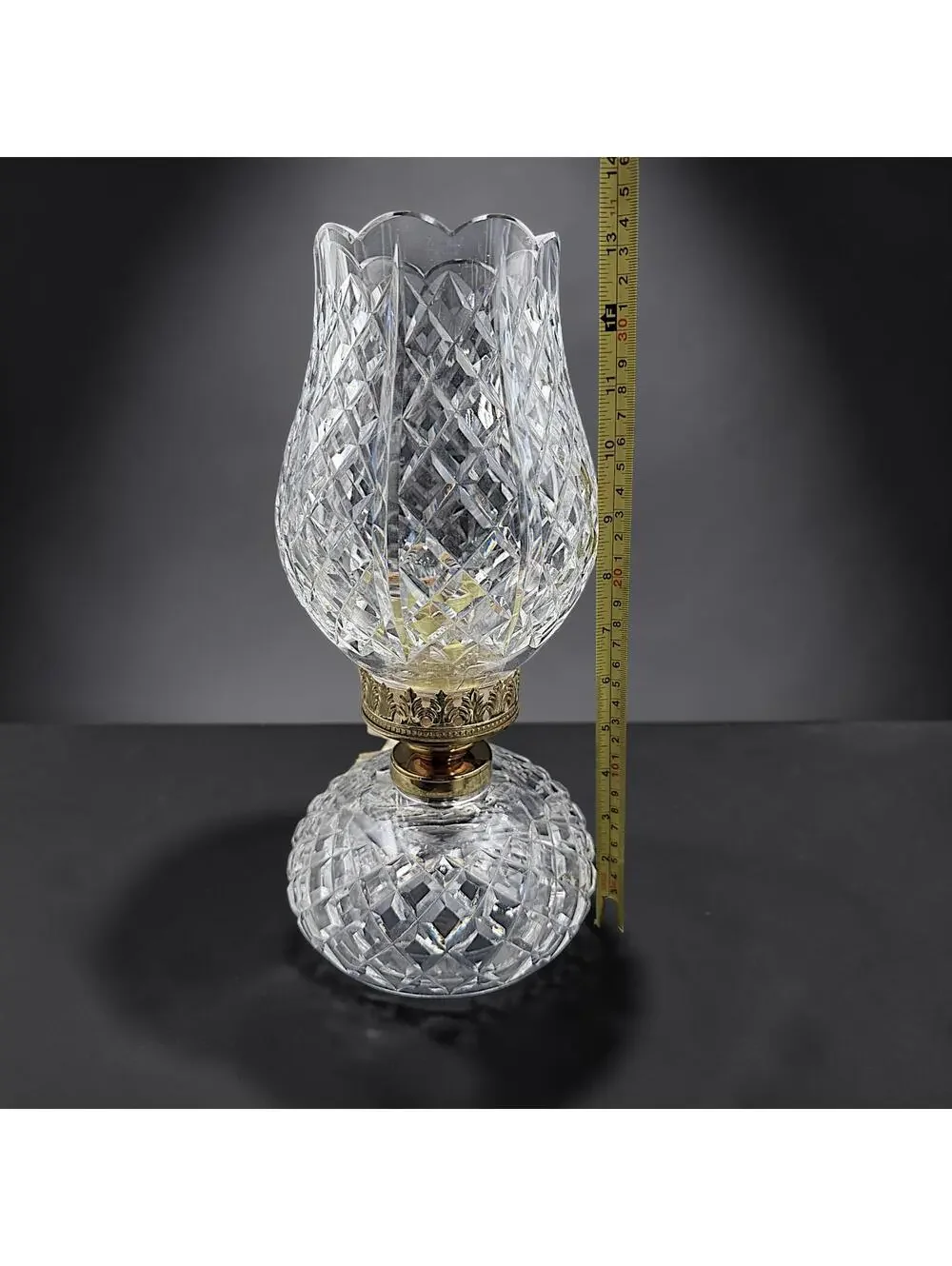 Vtg Waterford Crystal Electric Hurricane Lamp Accent Light 13